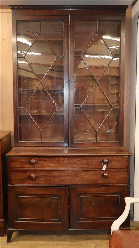 A George III mahogany secretaire bookcase W.126cm